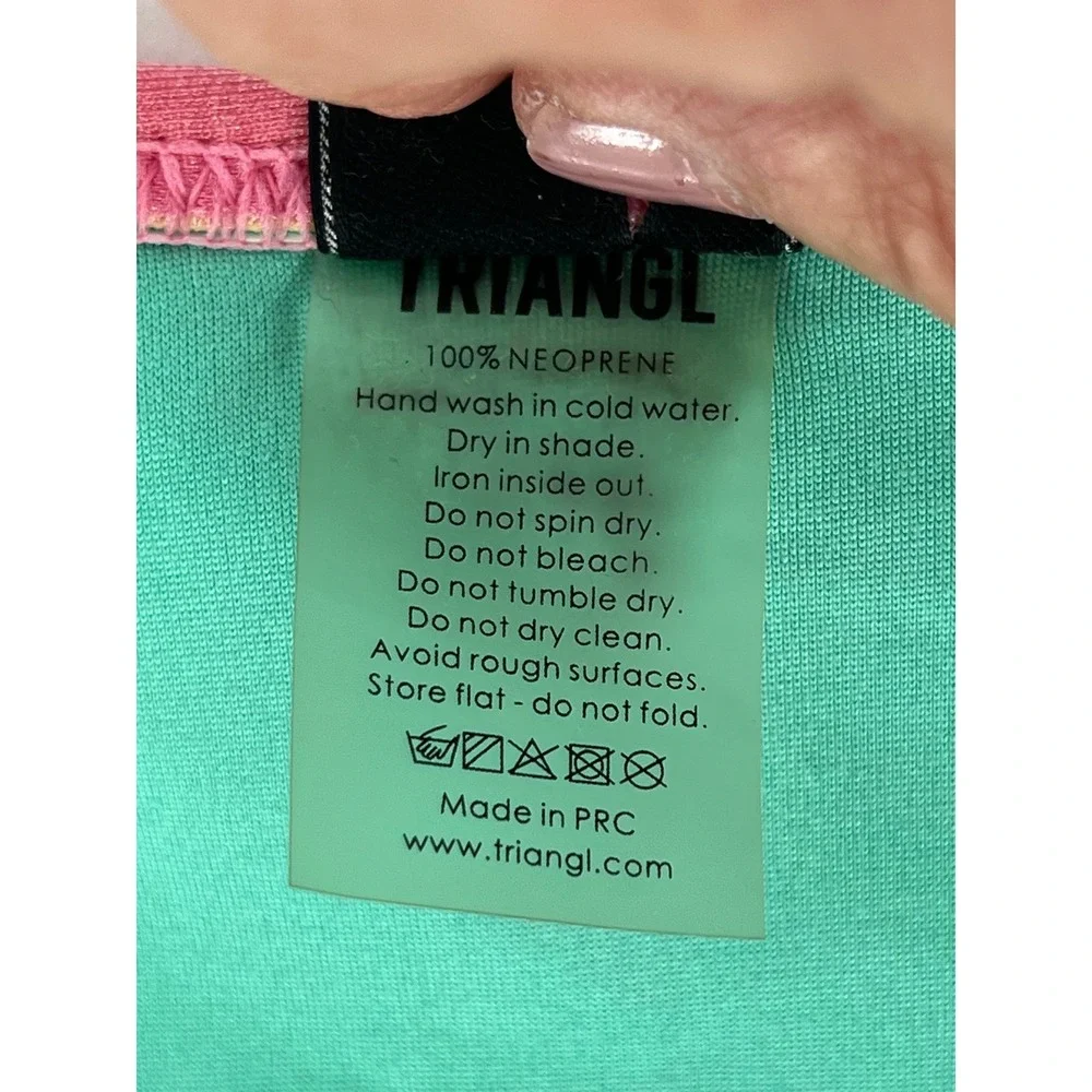 Triangl Sz M Floral Bikini Bottom Swimsuit‎ Low Rise Pink Green Tropical Beach
